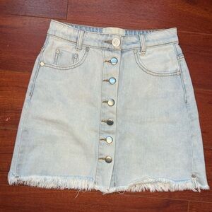 One Teaspoon Sky Blue Button-Up Mini Skirt